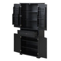 Bathroom Storage Cabinet With Doors And Drawer, Multiple Storage Space, Adjustable Shelf, Black Black Mdf