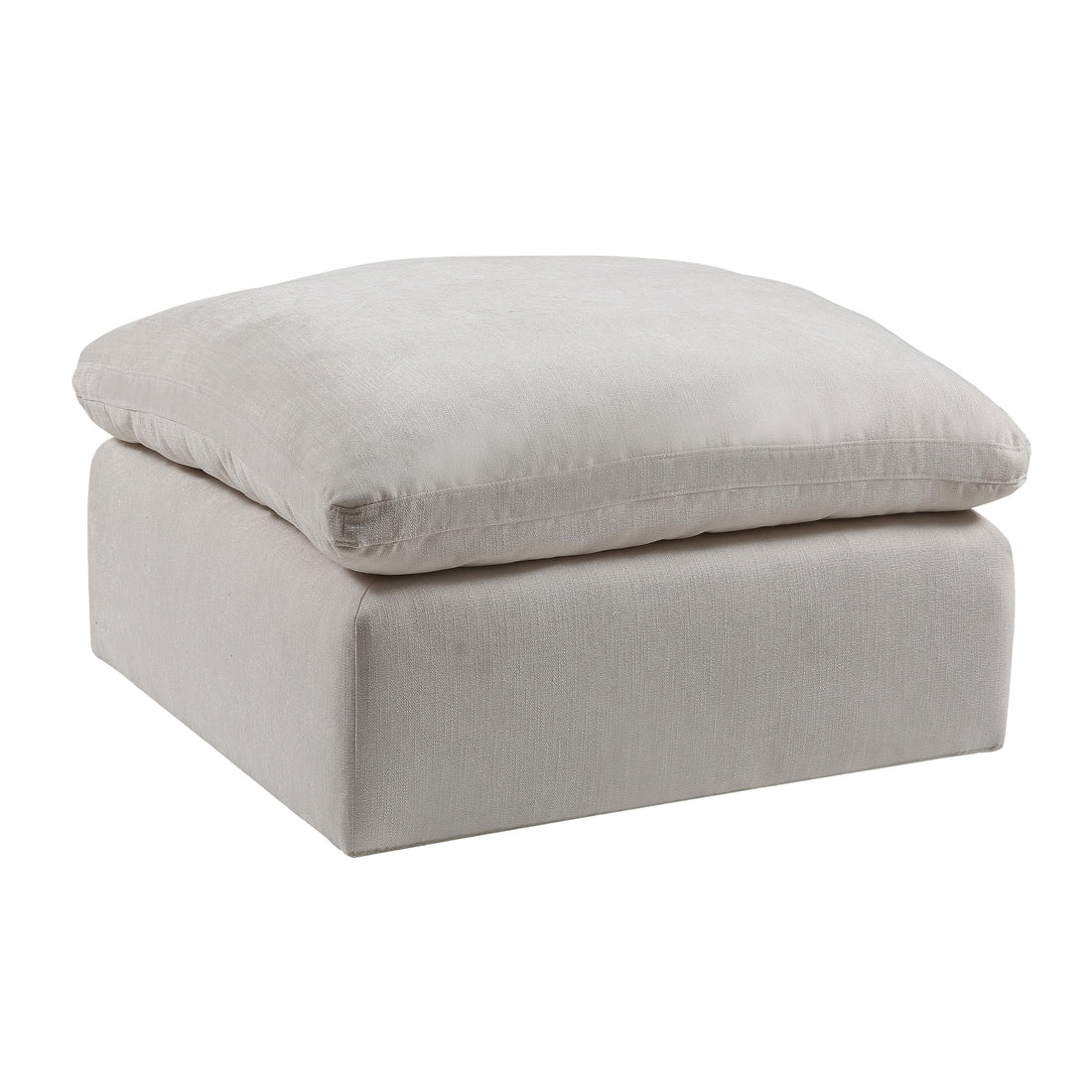 Ivory Ottoman With Removable Cushion Ivory Linen Primary Living Space Backless Solid Contemporary,Modern Square Armless Foam Linen