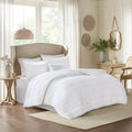 5 Piece Microfiber Ruffled Comforter Set White King King White Polyester