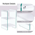 Three Levels Of Bedside Tables. The Board Surface Is Mdf, With White Stickers, And Both Sides Are Transparent Tempered Glass. The Design Is Simple And Generous, With Storage Function. White Mdf Glass