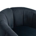 Coolmore Accent Chair With Ottoman, Mid Century Modern Barrel Chair Upholstered Club Tub Round Arms Chair For Living Room Bedroom Office Black Velvet Black Foam Velvet