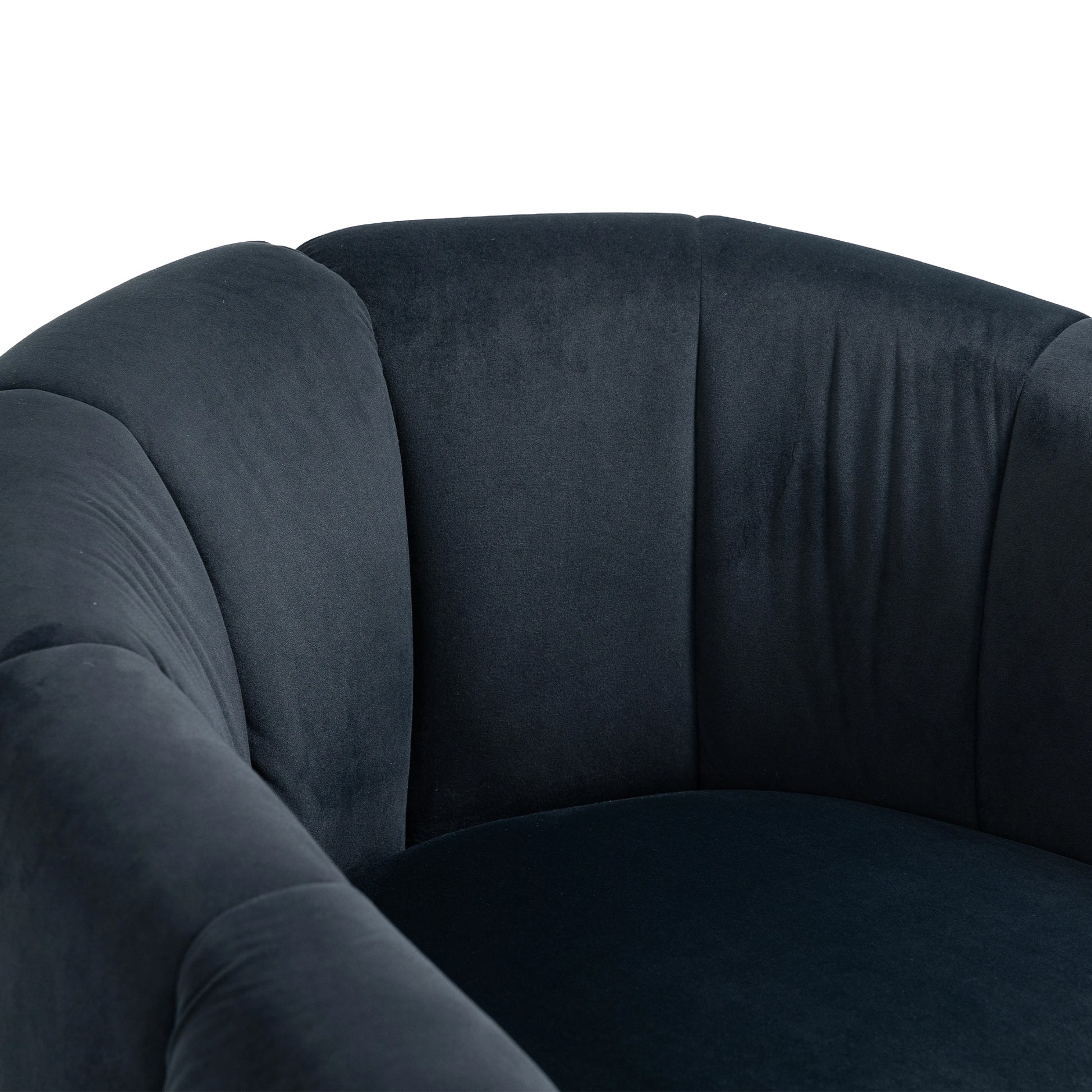 Coolmore Accent Chair With Ottoman, Mid Century Modern Barrel Chair Upholstered Club Tub Round Arms Chair For Living Room Bedroom Office Black Velvet Black Foam Velvet