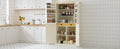 Assembly 40.2X20X71.3Inch High Freestanding Kitchen Pantry Large Cupboard Storage Cabinet With 2 Drawers, 2 Adjustable Shelves, 8 Door Shelves For Kitchen, Dining Room,Cream Cream Kitchen Farmhouse Adjustabel Shelves Mdf