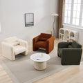 Modern Accent Chair Lambskin Sherpa Fabric Upholstered Comfy Reading Arm Chair Soft Padded Armchair With Back And Pillow For Living Room Bedroom Reception Waiting Room Office, Cream Cream Primary Living Space Upholstered