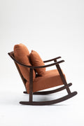 Woven Fabric Mid Century Modern Accent Chairs Comfy Upholstered Glider Arm Chair With Solid Wood For Living Room Bedroom Balcony Light Brown Linen