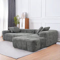 L Shaped Modular Modern Compressed Gray Sofa,Comfy Corduroy Fluffy Couch With Deep Seat,No Assembly Required Couch For Living Room Gray Linen Wood Primary Living Space Soft Cushion Back Extra Heavy