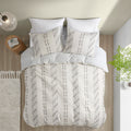 3 Piece Cotton Jacquard Duvet Cover Set Queen Ivory Cotton