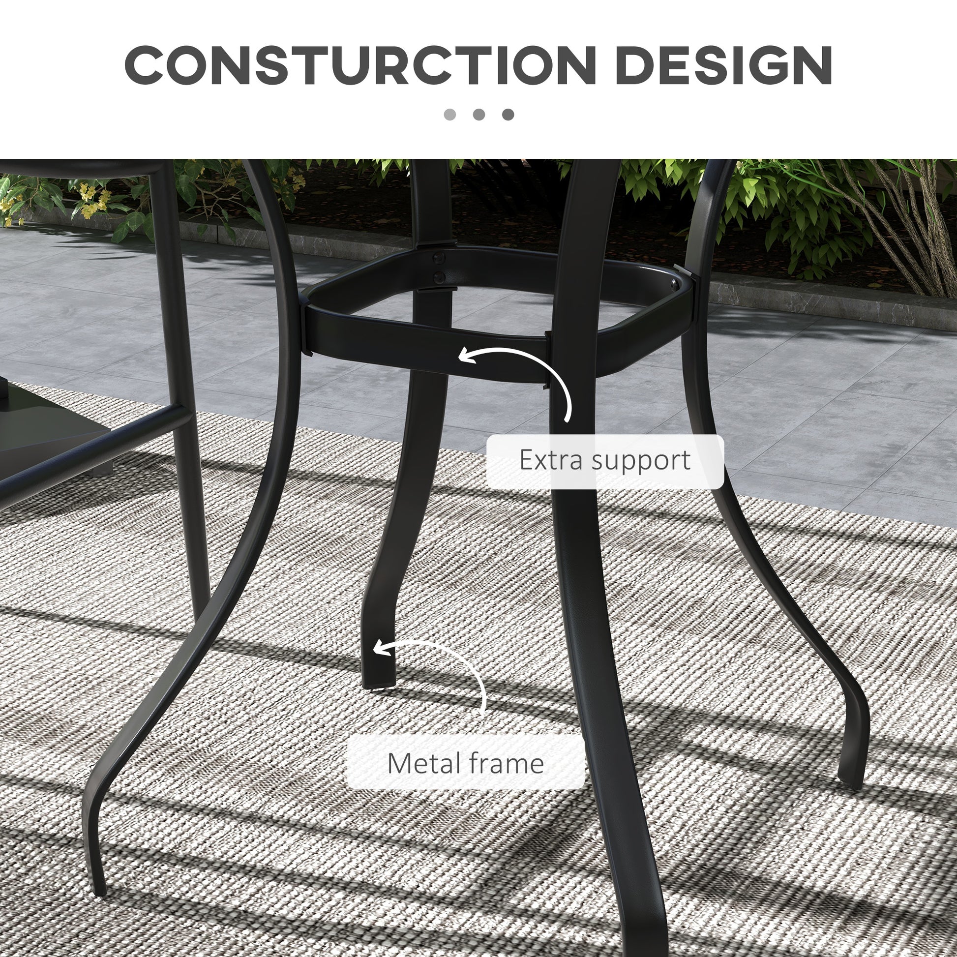 Outsunny 28" Outdoor Dining Table, Faux Wood Patio Furniture, Square Wood Like Garden Table With Water Safe Design For Deck, Backyard, Lawn, Brown Brown Steel