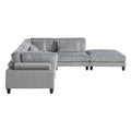 5Pc Modular Sectional Set Gray Corduroy Upholstery 2X Armless Chairs 2X Corner Seats 1X Ottoman Pillows Living Room Furniture Gray Corduroy Wood Primary Living Space Contemporary,Modern Modular