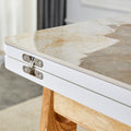 White Stone Burning Tabletop With Rubber Wooden Legs, Foldable Computer Desk, Foldable Office Desk,4 Modern Chairs Can Rotate 360 Degrees,The Seat Cushion Is Made Of Pu Material. Zd 1545Sc 003 White Sintered Stone