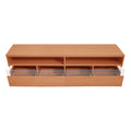 Modern Tv With 4 Drawers& 2 Open Cabinets, Media Console Table For Tvs Up To 75'', Entertainment Center With Acrylic Transparent Storage Space For Living Room, Bedroom, Home Theatre Wood Red Primary Living Space 70 Inches 60 69 Inches 70 Inches Particle