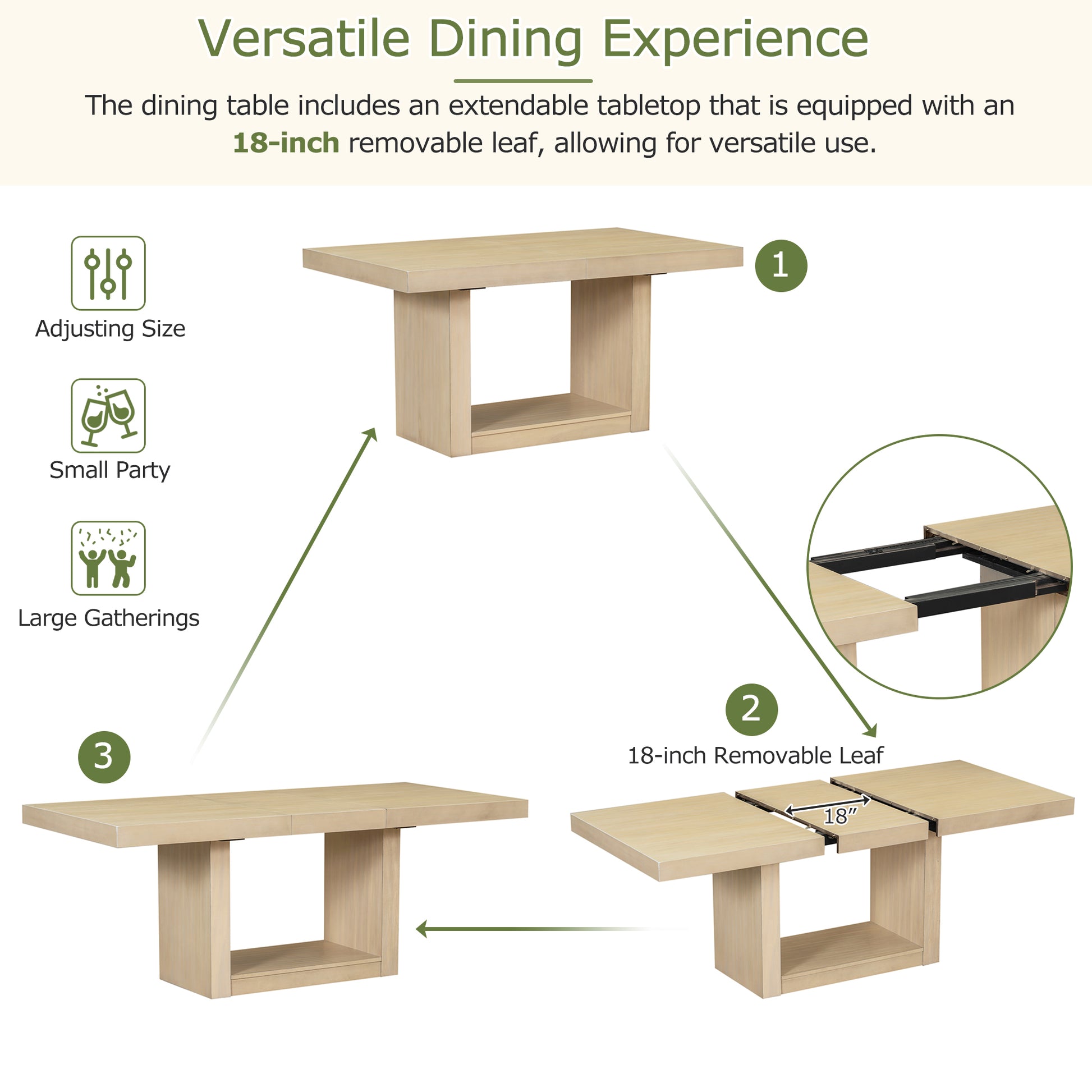 Contemporary 6 Piece 78Inch Extendable Pedestal Dining Table Set With 18Inch Removable Leaf And Dining Bench, 4 Upholstered Dining Chairs, Natural Wood Dining Room Solid Wood Rubberwood Rectangular Dining Table With Chair And Bench Upholstered Chair Wood