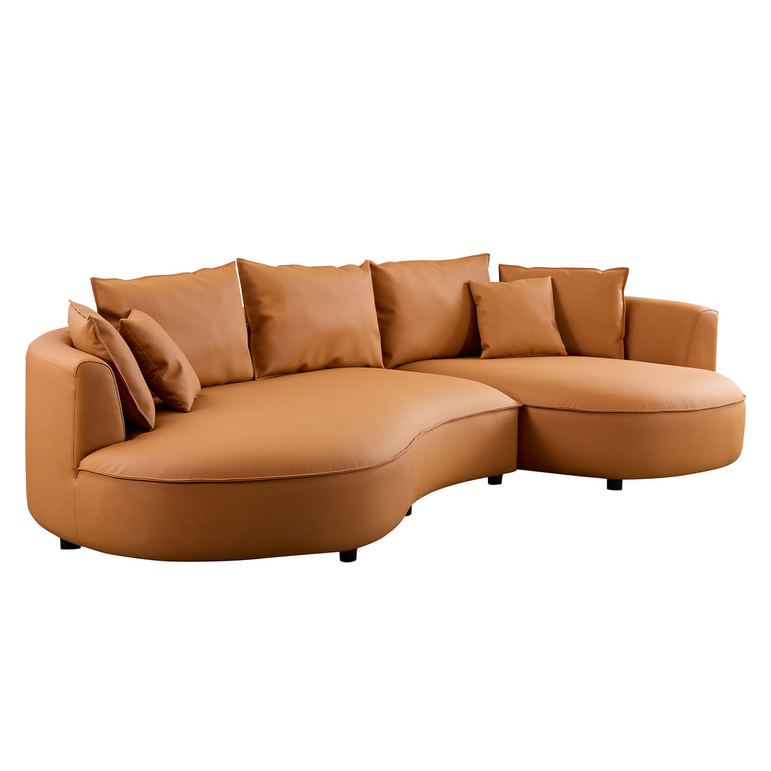 Modern Sectional Curved Sofa Couch For Living Room,Upholstered 5 Seat Sofa Couch Eco Leather Couch Set For Apartment Office,Orange Orange Bonded Leather 5 Seat