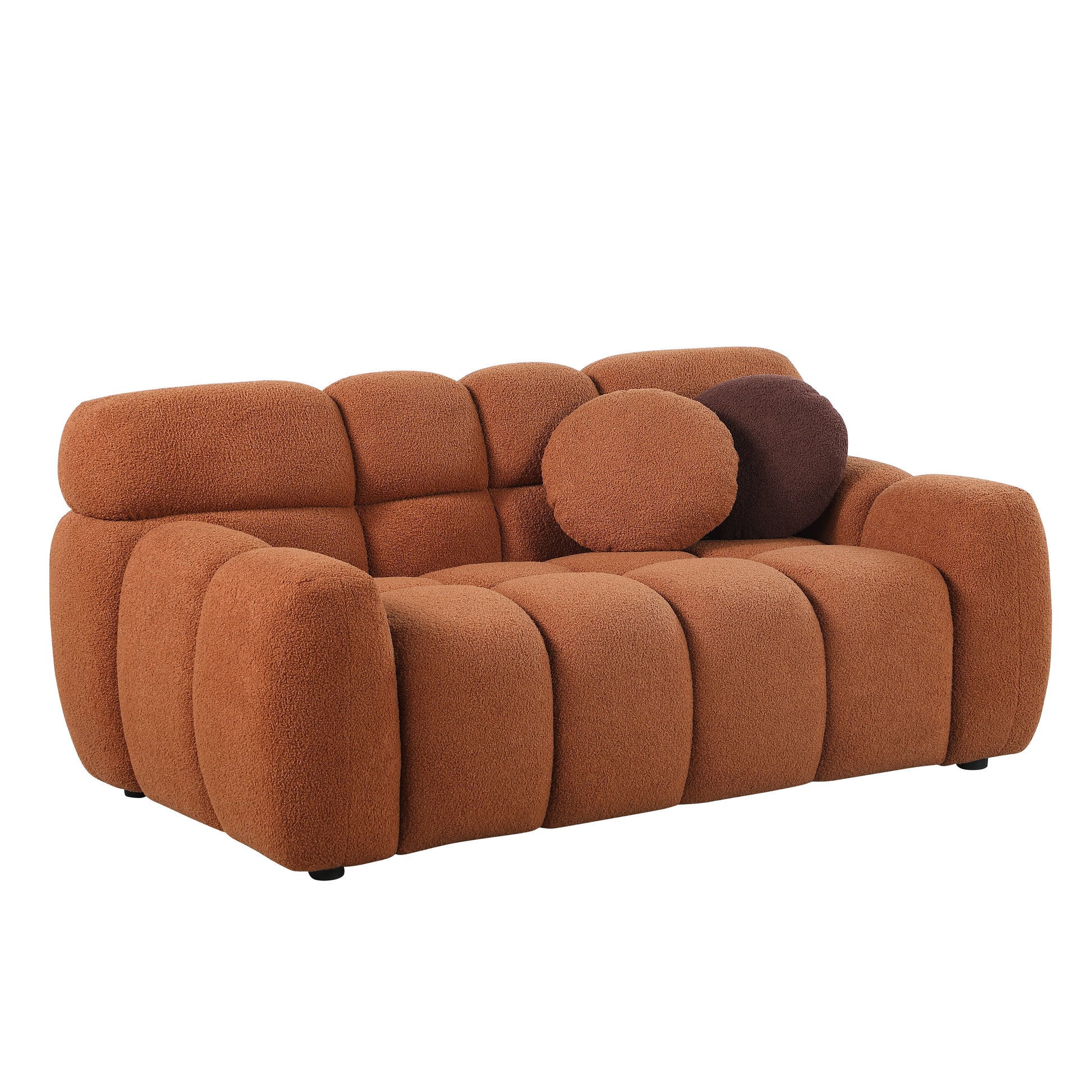 64.98 Length ,35.83" Deepth ,Human Body Structure For Usa People, Marshmallow Sofa,Boucle Sofa ,2 Seater, Light Brown Boucle Light Brown Light Brown Wood Primary Living Space Medium Soft Split Back