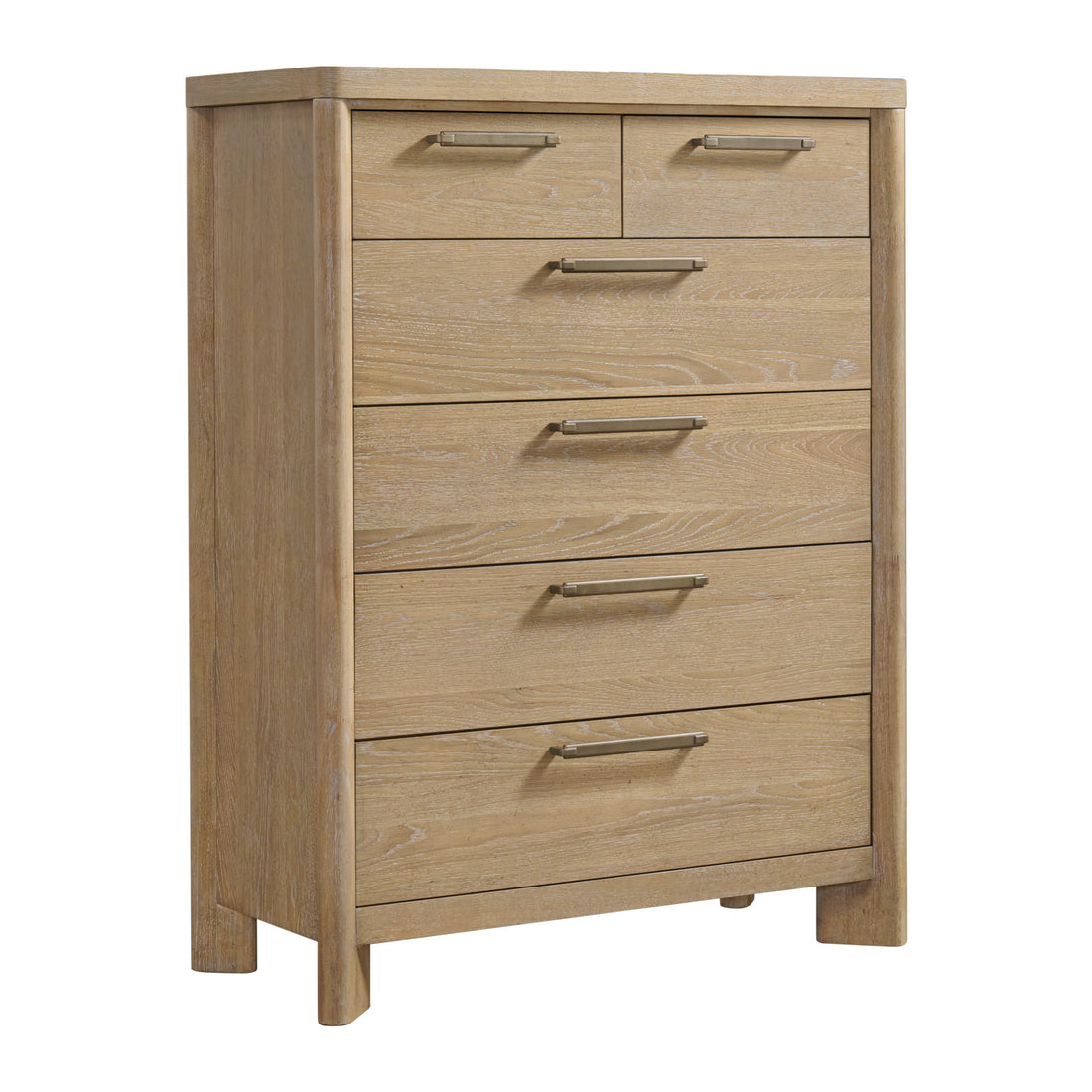 C Tan 6 Drawer Chest Tan Solid Wood