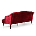 Comfy 3 Seat Sofa With Wooden Legs, Pu, For Living Room And Study Wine Red Velvet 3 Seat