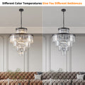 Black Luxury Crystal Chandelier Modern Chandeliers Lights Fixture Hanging Pendant Light Fixture For Dining Room Bedroom Living Room Dia 23.6 Inch Black Black Crystal Iron