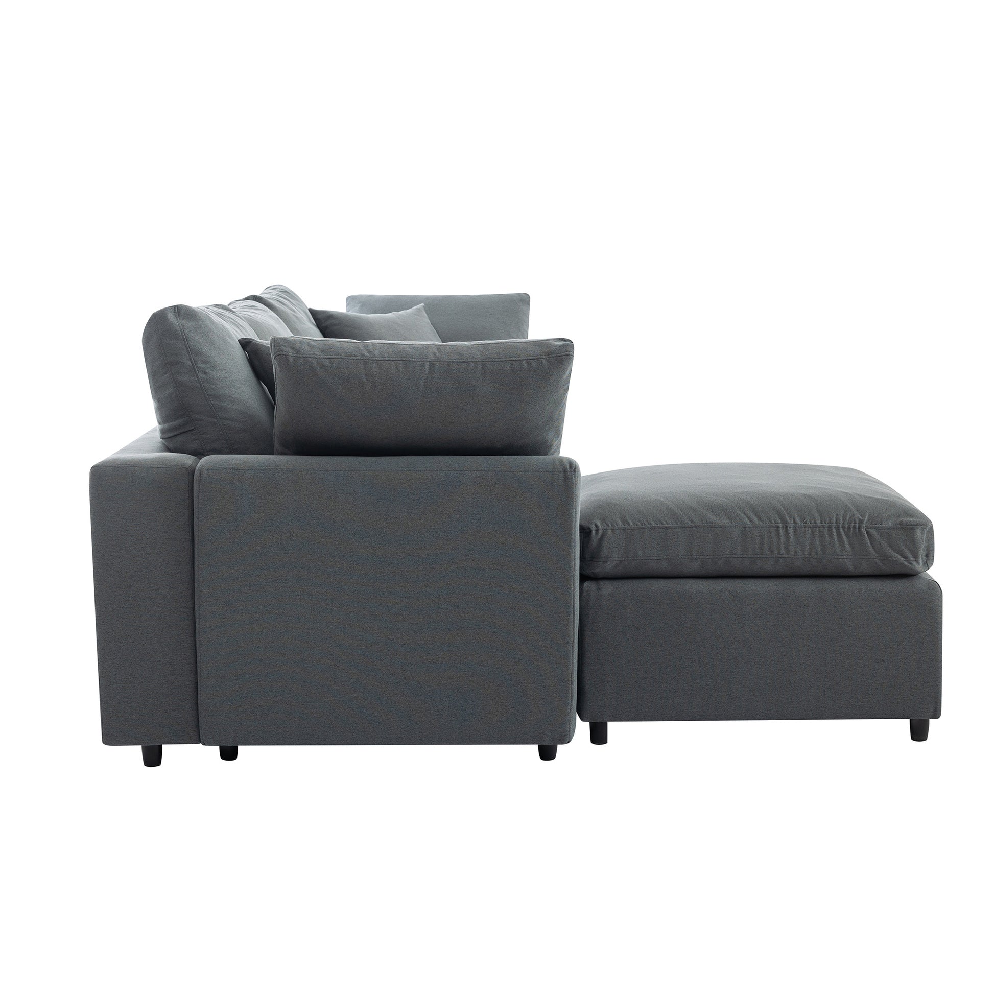 Down Filled Upholstery Convertible Sectional Sofa, L Shaped Couch With Reversible Chaise Dark Gray Polyester 4 Seat