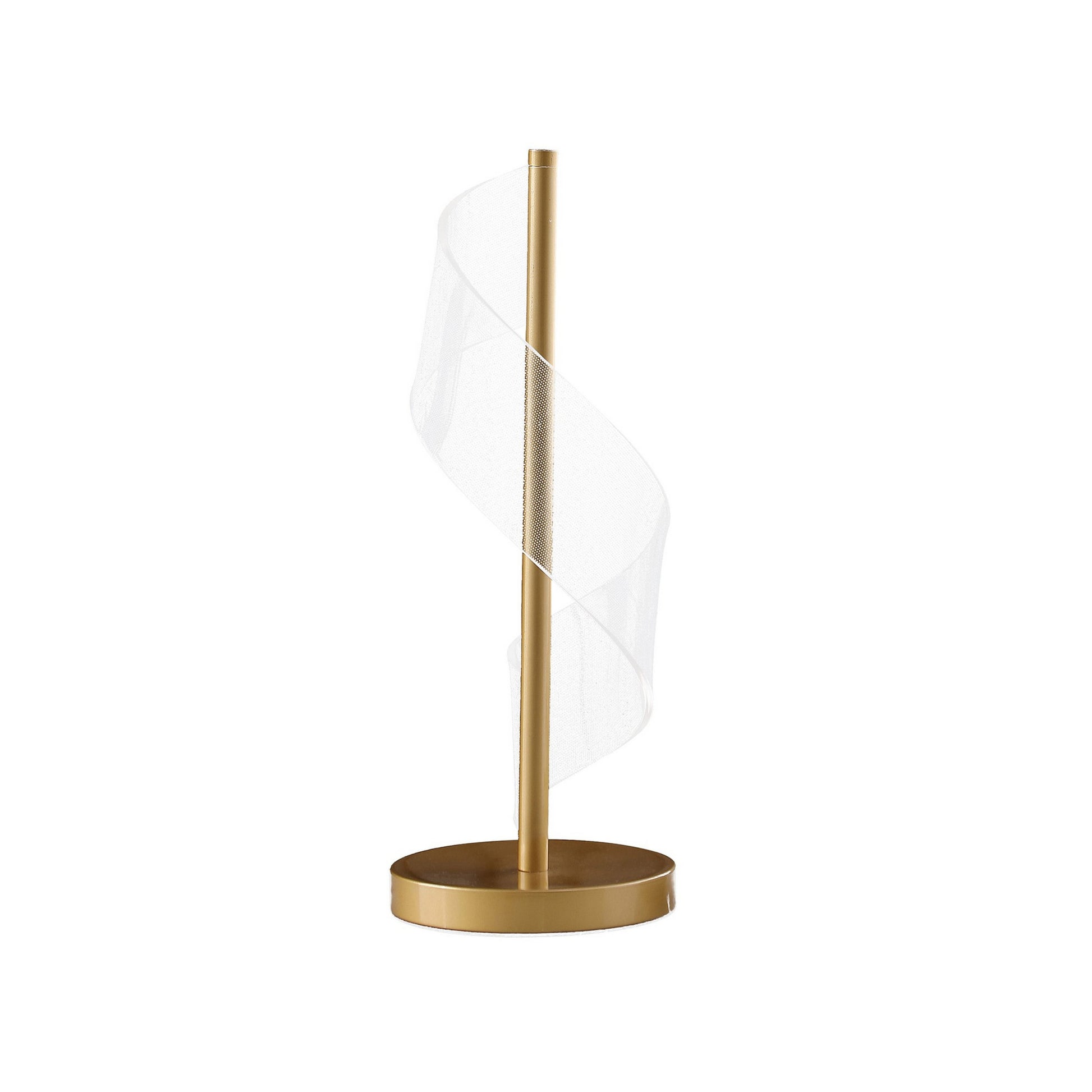 19 Inch Accent Table Lamp, S Design Wave Shade, Metal Base, White, Gold White Gold Acrylic