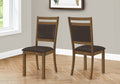 Dining Chair, Set Of 2, Side, Upholstered, Kitchen, Dining Room, Brown Leather Look, Walnut Wood Legs, Transitional Brown Foam Faux Leather