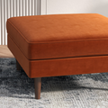 Amber Square Upholstered Ottoman Burnt Orange Velvet Burnt Orange Brown Velvet Wood Velvet Medium Firm Backless Solid Orange Mid Century Modern Square Foam Solid Wood,Velvet