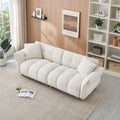 93.70 Inches Long, Teddy Sofa Fabric,With Two Matching Pillows And Three Spacious And Comfortable Seats, For Apartment Office Living Room Beige Beige Teddy 3 Seat