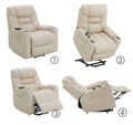 Light Grey Power Lift Recliner With Heating And Massage Light Grey Faux Leather Power Remote Metal Primary Living Space Tight Back Push Button Pillow Top Arms Faux Leather