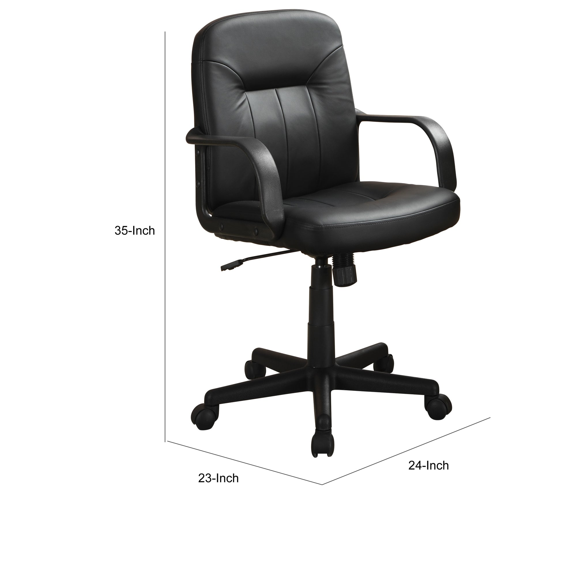 Medium Back Office Leather Chair, Black Black Polyurethane