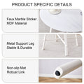 A Modern Minimalist Circular Dining Table With A 42 Inch Diameter White Patterned Tabletop And White Metal Legs. Suitable For Restaurants, Living Rooms, And Conference Rooms. White Mdf Metal