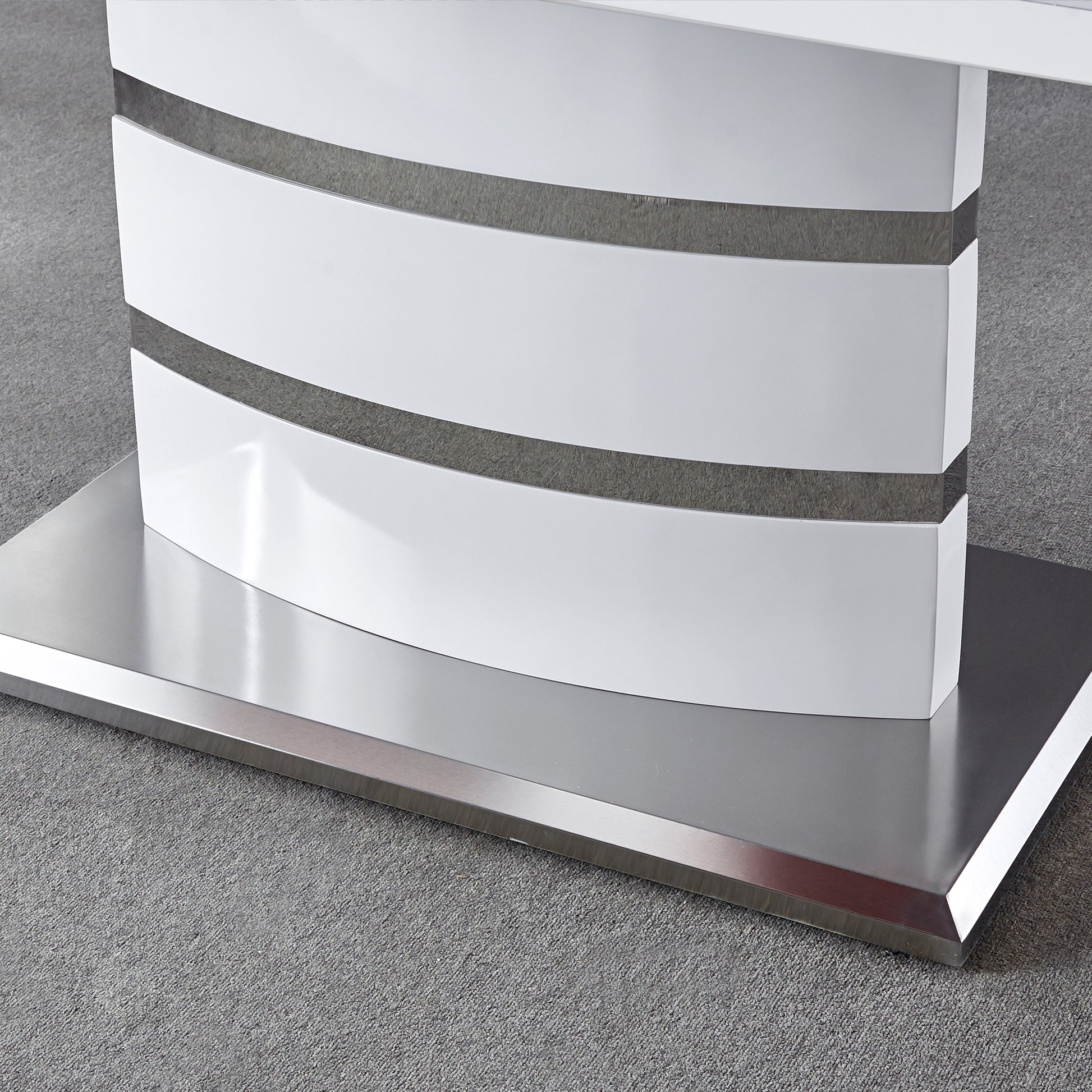 Expandable Glass Top Table With Butterfly Leaf, White Lacquer Mdf Base With Stainless Steel 70.9" 86.6" X 35.4" X 29.5" White Mdf