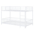 Twin Over Twin Size Metal Bunk Bed With Slide And Guardrails, White Twin White Metal