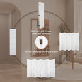 8 Panel Room Divider, 5.6Ft Pegboard Display Wooden Room Divider Folding Privacy Screen Room Divider Freestanding Peg Board Display For Trade Show Craft Show Home Wall Organizer,Elegant White White Modern Wood