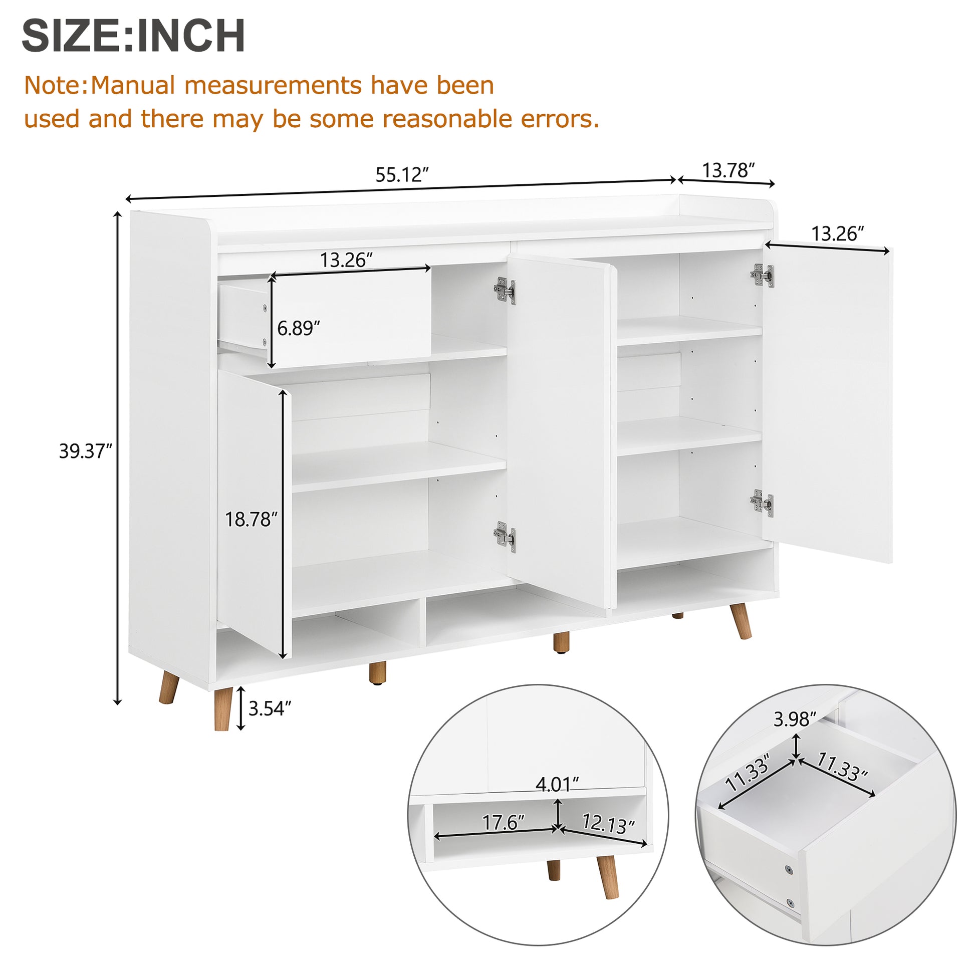 Sleek And Contemporary Shoe Cabinet With Adjustable Shelves, Minimalist Home Organizer With Solid Wood Legs, Storage Sideboard For Entryway, Living Room, White White Primary Living Space Particle Board