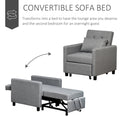 Homcom Convertible Sofa Lounger Chair Bed Multi Functional Sleeper Recliner With Tufted Upholstered Fabric, Adjustable Angle Backrest, And Pillow, Grey Grey Plastic 1 Seat