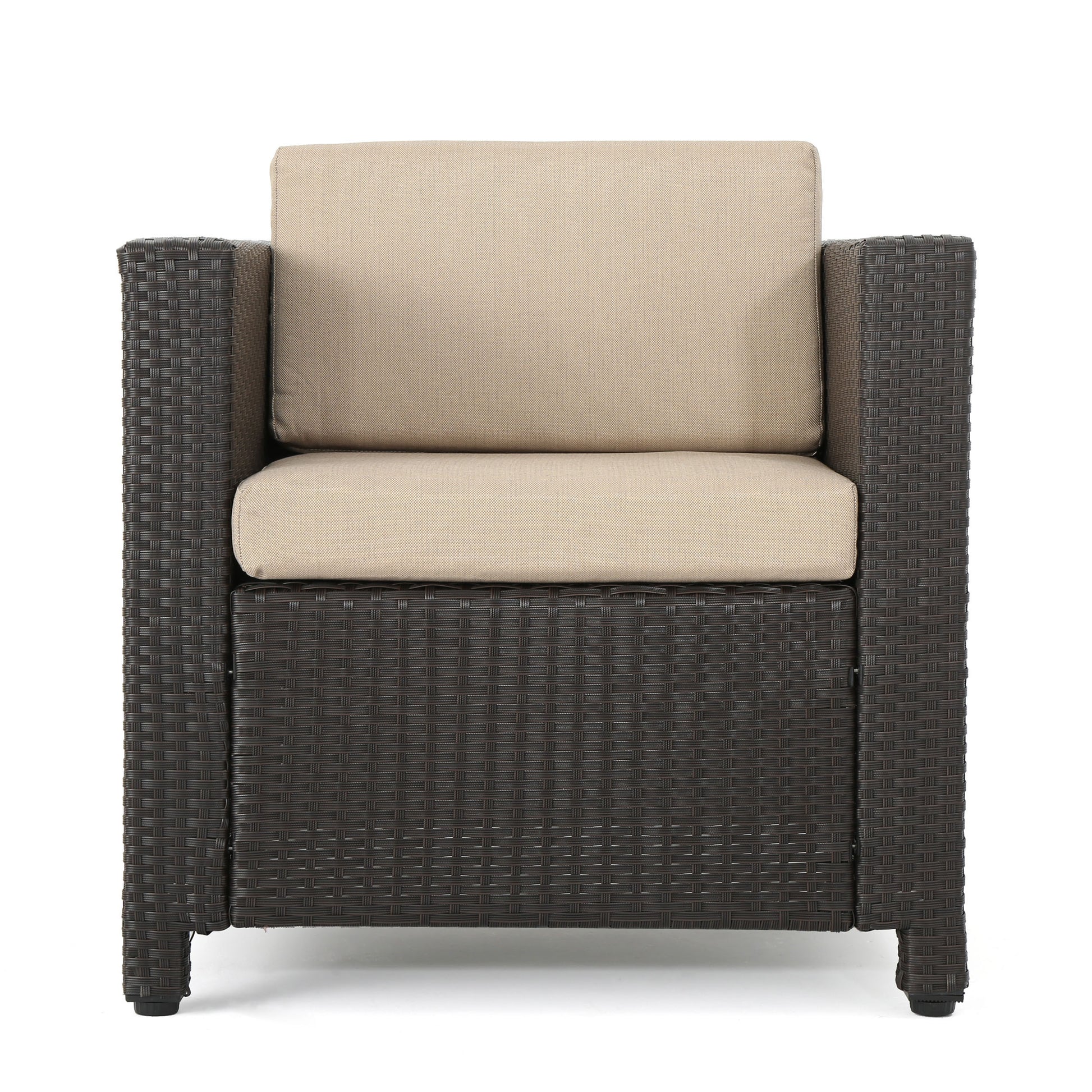 Club Chair Mp4 Brown Beige Rattan Metal