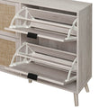 4 Door Shoe Rack, Freestanding Modern Shoe Storage Cabinet, For Entryway White Particle Board