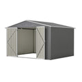 10X8 Ft Outdoor Storage Shed, All Weather Metal Sheds Withlockable Doors, Tool Shed For Garden, Patio, Backyard, Lawn, Grey Gray Metal