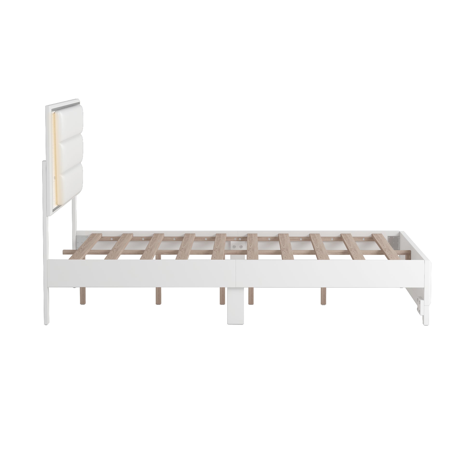 3 Pieces Bedroom Sets Queen Size Upholstered Bed With Led Lights, Nightstands And Dresser With Metal Handles And Sparkling Shiny Decoration, White Expected Arrival Time:8.5 Queen White 3 Piece Set Mdf Metal