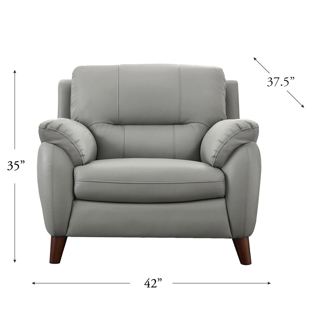 Monroe Leather Chair Silver Grey Memory Foam Genuine Leather