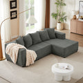 Chenille L Shaped Sectional Sofa Set,Minimalist Style Modular Sectional Sofa, Luxury Chenille Fabric Cloud Couch For Living Room Grey Chenille 4 Seat