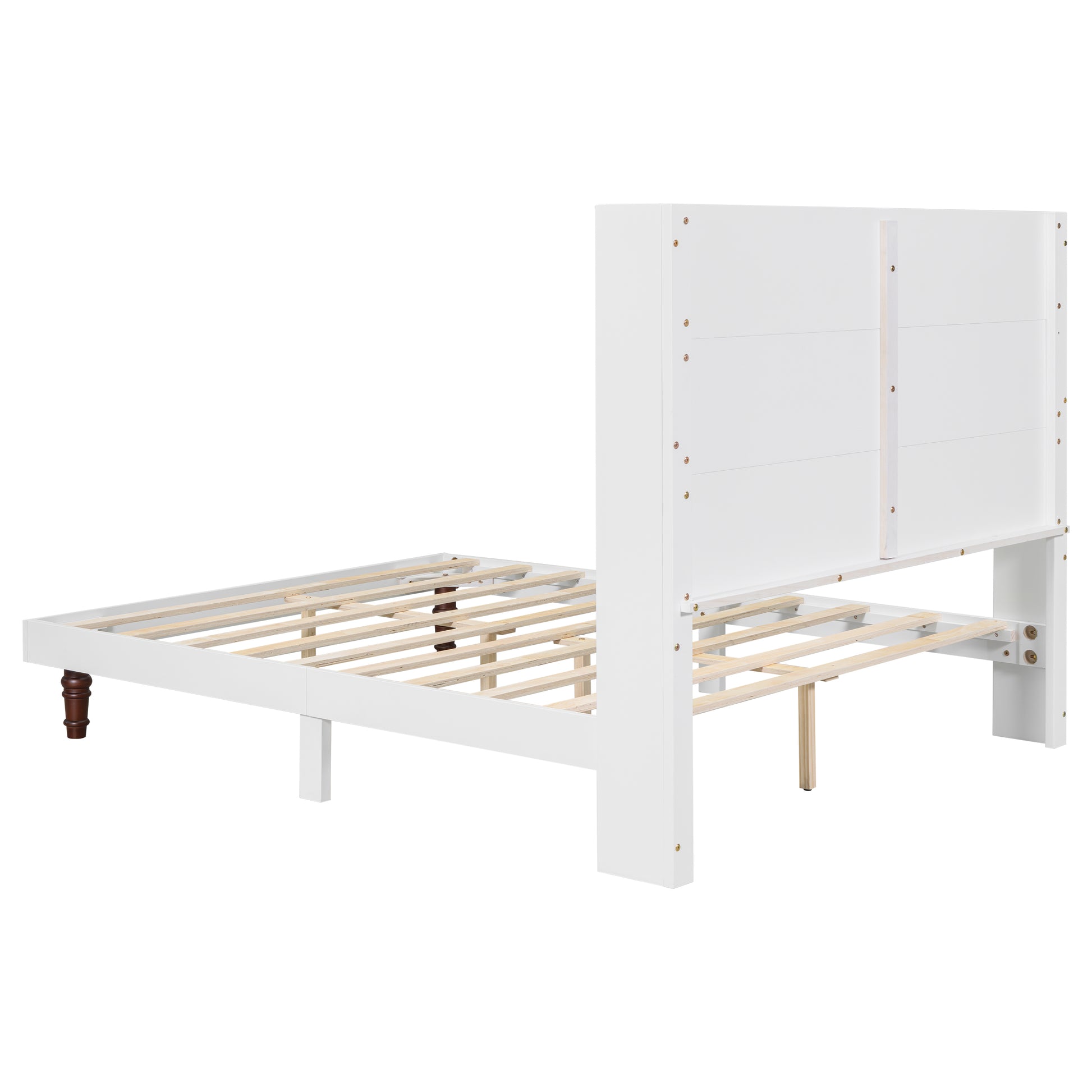 Stylish High Headboard Bed, 54 "High Headboard, High Quality, Comfortable High Back Design Ideal For Reading Or Relaxing, Queen Size, White Box Spring Not Required White Mdf