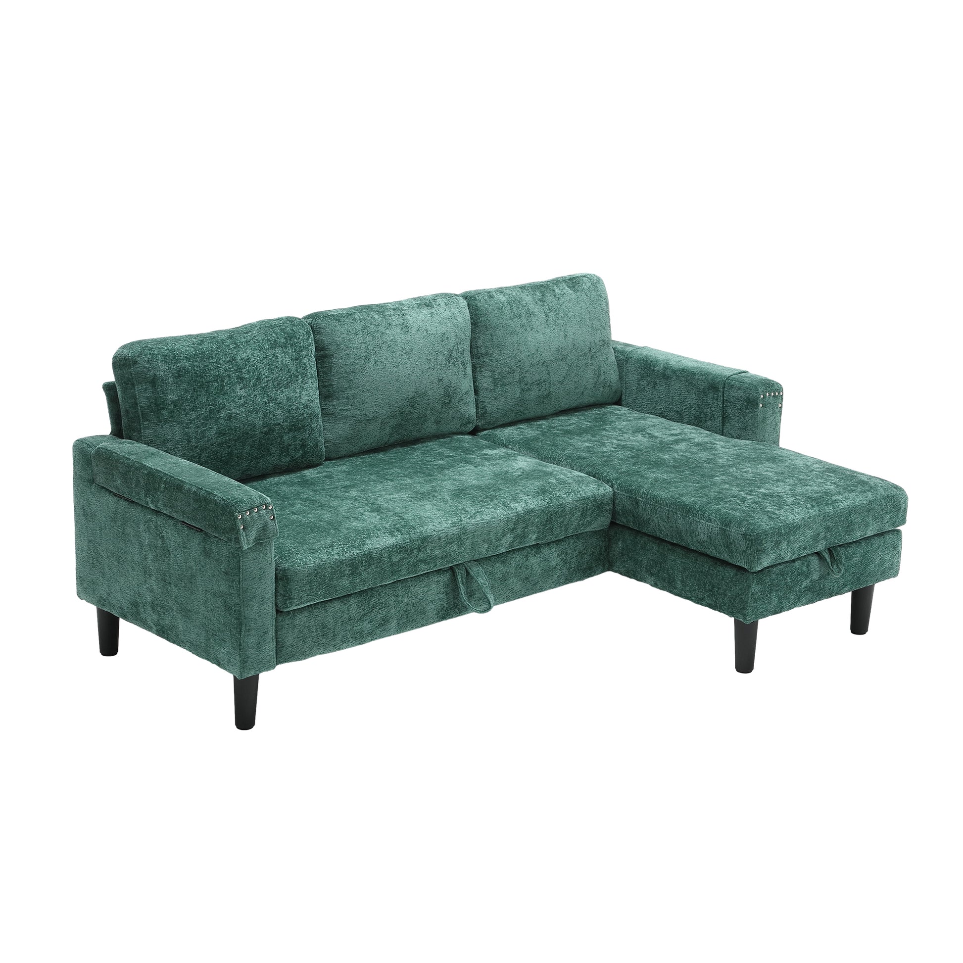 United Sectional Sofa Reversible Sectional Sleeper Sectional Sofa With Storage Chaise Green Chenille