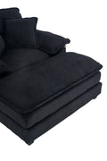 56.3 Inch Corduroy Single Sofa With 2 Toss Pillows And A Ottoman ,Comfy Sofa Deep Seat Couch For Living Room Black Foam 1 Seat