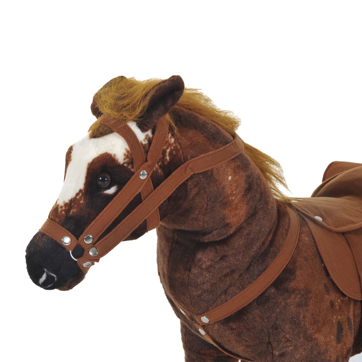 Qaba Sound Making Ride On Horse For Toddlers 3 5, With Neighing And Galloping Sound, Stuffed Animal Horse Toy For Kids With Padding, Soft Feel, Brown Brown Plush