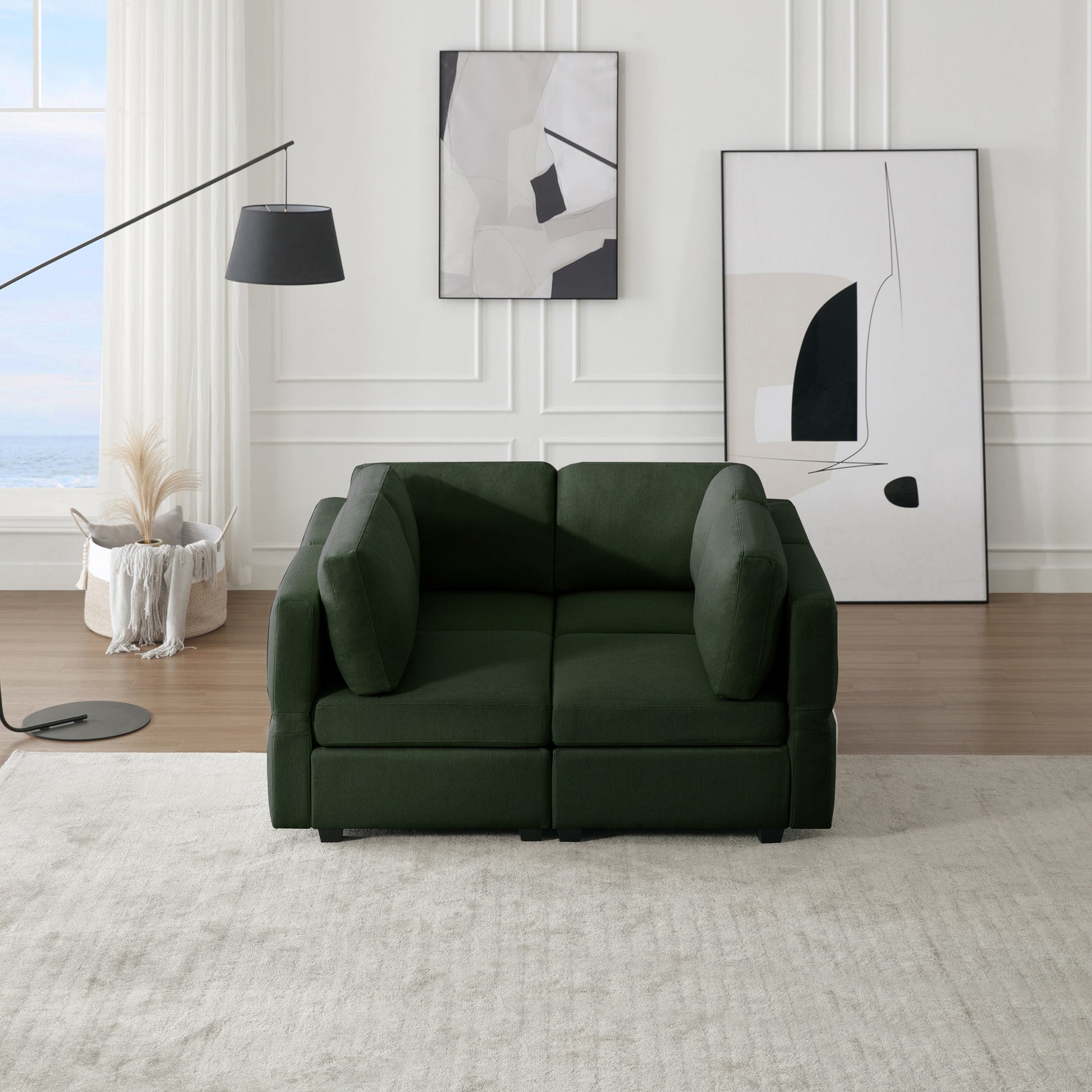 4 Seat Sofa Bed Upholstered Sofa Sleeper, Space Saving Sof Bed2 Seat Sofa With Storage Space Under Seatsall Arms And Backs Adjustabled For Ultimate Comfort Seating Green Green Polyester 4 Seat