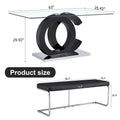 Table And Chair Set, Large Modern Minimalist Rectangular Glass Dining Table Suitable For 6 8 People, Equipped With 0.39 