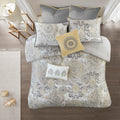 8 Piece Cotton Floral Printed Reversible Comforter Set Yellow Queen Queen Yellow Cotton