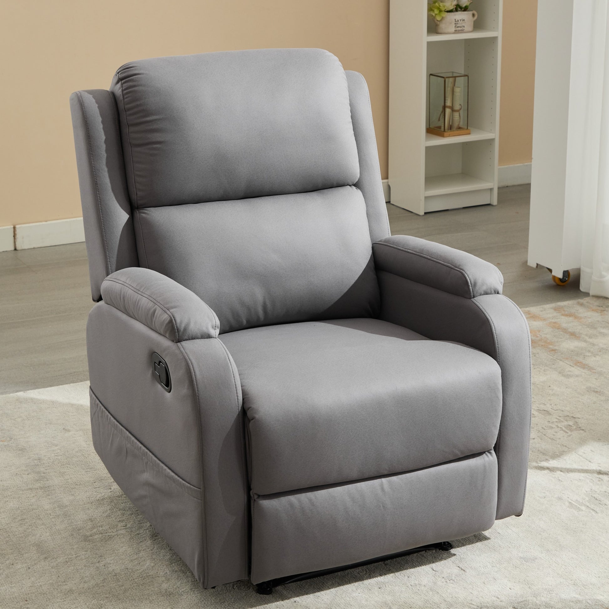 Best Choice Recliner Chair Living Room Reclining Sofa Chair, Home Theater Seating Modern Recliner, Manual Recliner Sofa Chair For Living Room Office Apartment, Easy To Reach Side Button Gray Gray Pu Leather