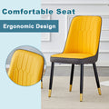 Table And Chair Set.This Modern Dining Table With Mdf Marbled Design Gives You A Luxurious And Elegant Feel.Paired With Multiple Chairs With Pu Artificial Leather Backrest Cushions And Black Legs. Yellow Black Seats 4 Mdf