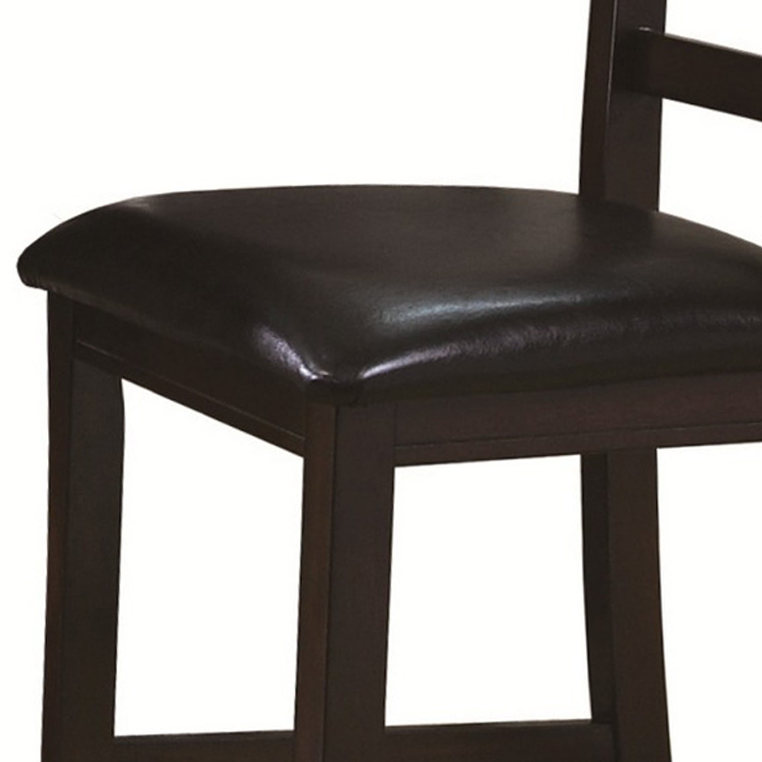 Counter Height Chair Withseating, Set Of 2, Brown Brown Wood Fabric